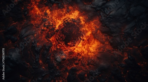 Illustration of hot volcanic rock with red magma flowing in the cracks