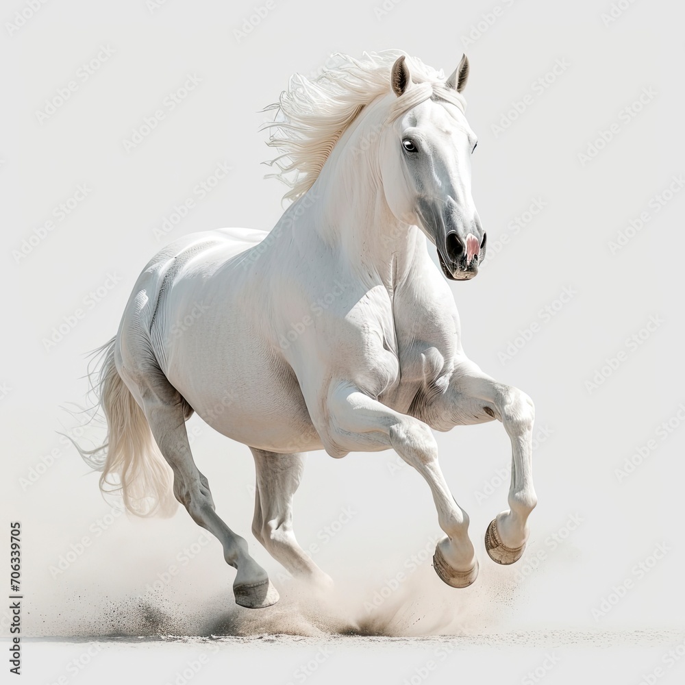 White Antigravity Camargue Horses Running, White Background, Illustrations Images White Antigravity Camargue Horses Running, White Background, Illustrations Images