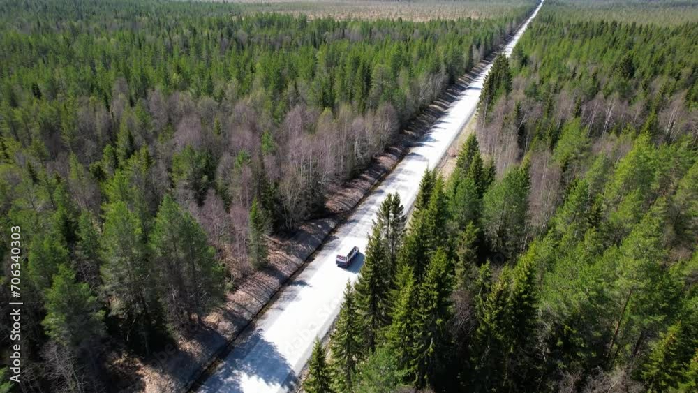 Campervan drives through the Scandinavian wilderness. Campervan drives through the Scandinavian wilderness.