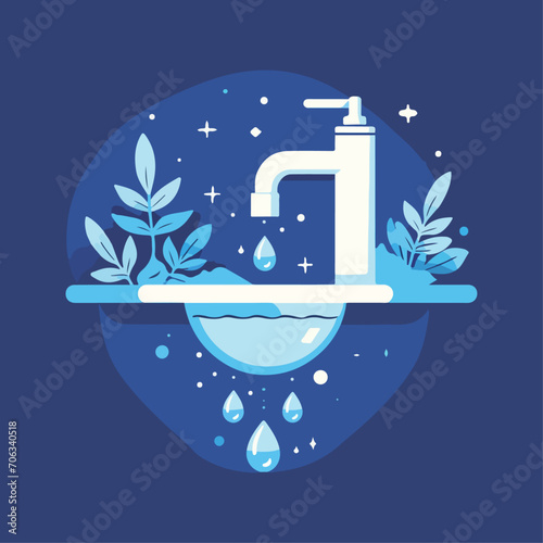 logo badge illustration World water day and earth day celebrate water and raises awareness of the billion people living without access to safe water. taking action to tackle the global water crisis