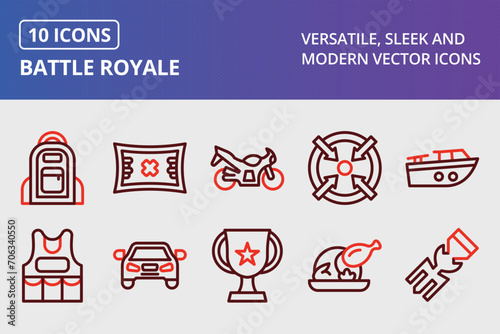 Battle Royale Thick Line Two Colors Icons Set
