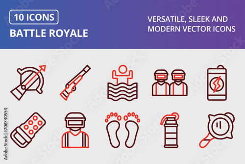 Battle Royale Thick Line Two Colors Icons Set