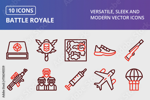 Battle Royale Thick Line Two Colors Icons Set