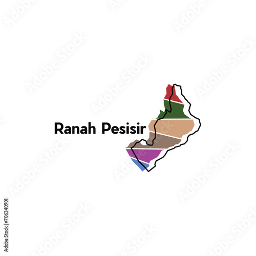 vector Map City of Ranah Pesisir modern outline, High detailed vector illustration vector Design Template, suitable for your company photo