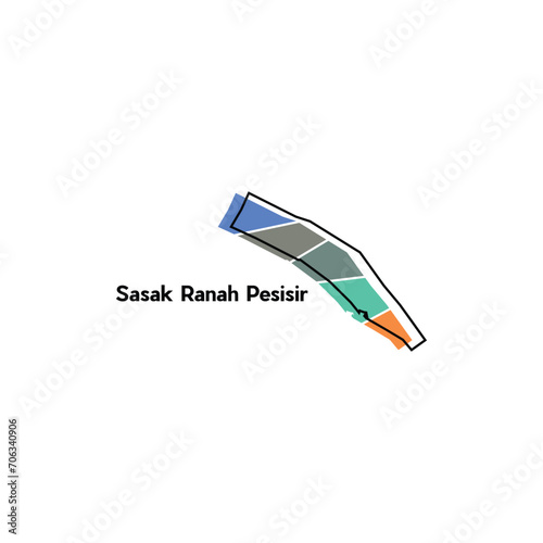 Map - Sasak Ranah Pesisir City, Vector map of Indonesia countries, Isolated on White Background, for your design, business and etc photo