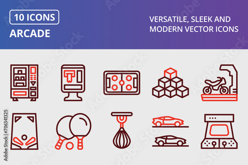 Arcade Thick Line Two Colors Icons Set