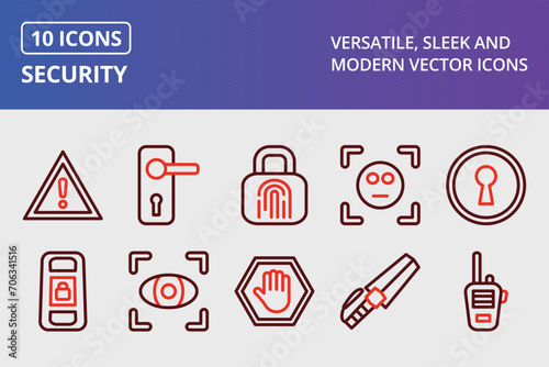 Security Thick Line Two Colors Icons Set