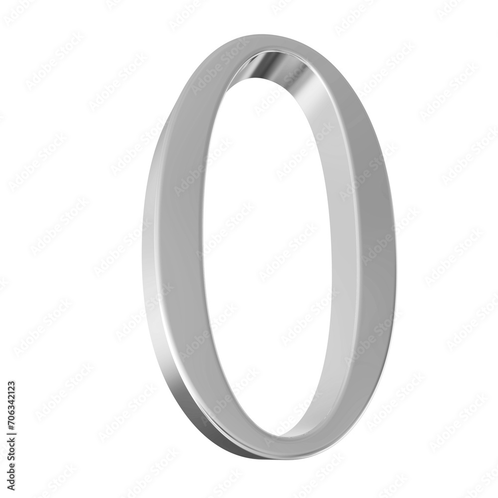 0 number Silver glitter 3D render 0 number Silver glitter 3D render