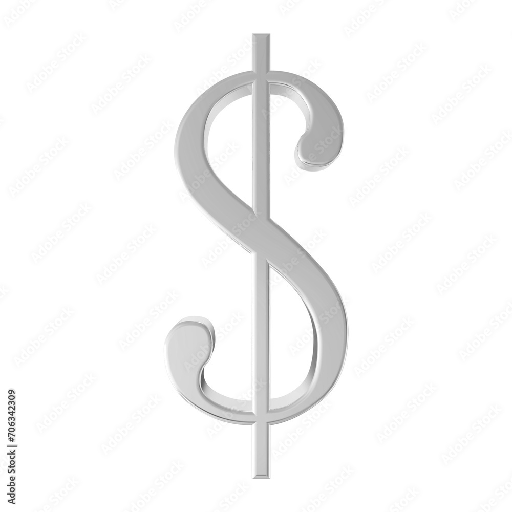 Obraz premium dollar symbol silver 3d render