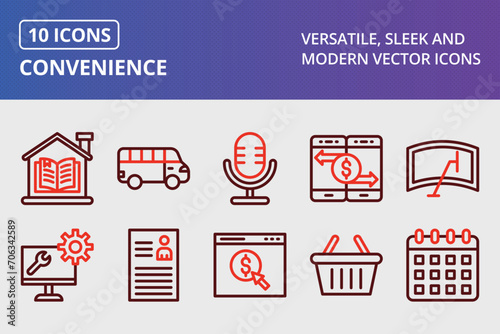 Convenience Thick Line Two Colors Icons Sets