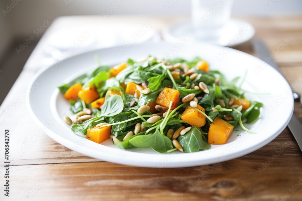 roasted butternut squash salad with spinach and pine nuts roasted butternut squash salad with spinach and pine nuts