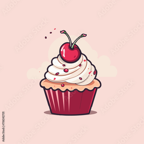 logo vector sign delicious sweet cupcake for shop  sticker  or any purpose 