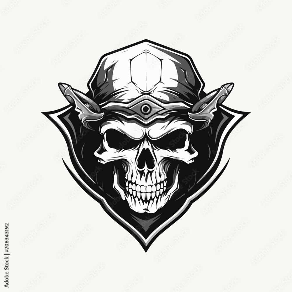 emblem skull vector graphic ilkustration design element for t shirt sticker print or any purpose