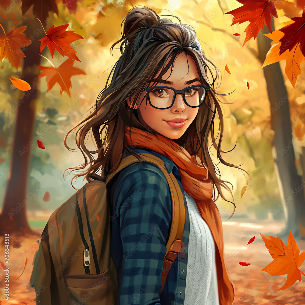 Autumn Stroll Elegance: Brunette Young Woman Taking a Tranquil Walk in the Park Amidst Fall Foliage - Embracing the Season's Beauty with Grace - Generative AI Autumn Stroll Elegance: Brunette Young Woman Taking a Tranquil Walk in the Park Amidst Fall Foliage - Embracing the Season's Beauty with Grace - Generative AI