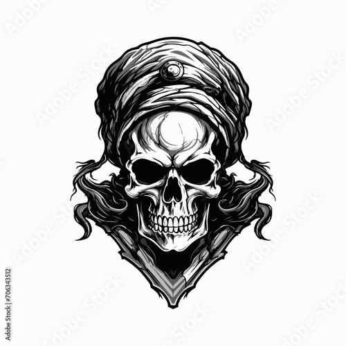 skull head pirates illustration vector graphic design for t shirt sticker print or any purpose