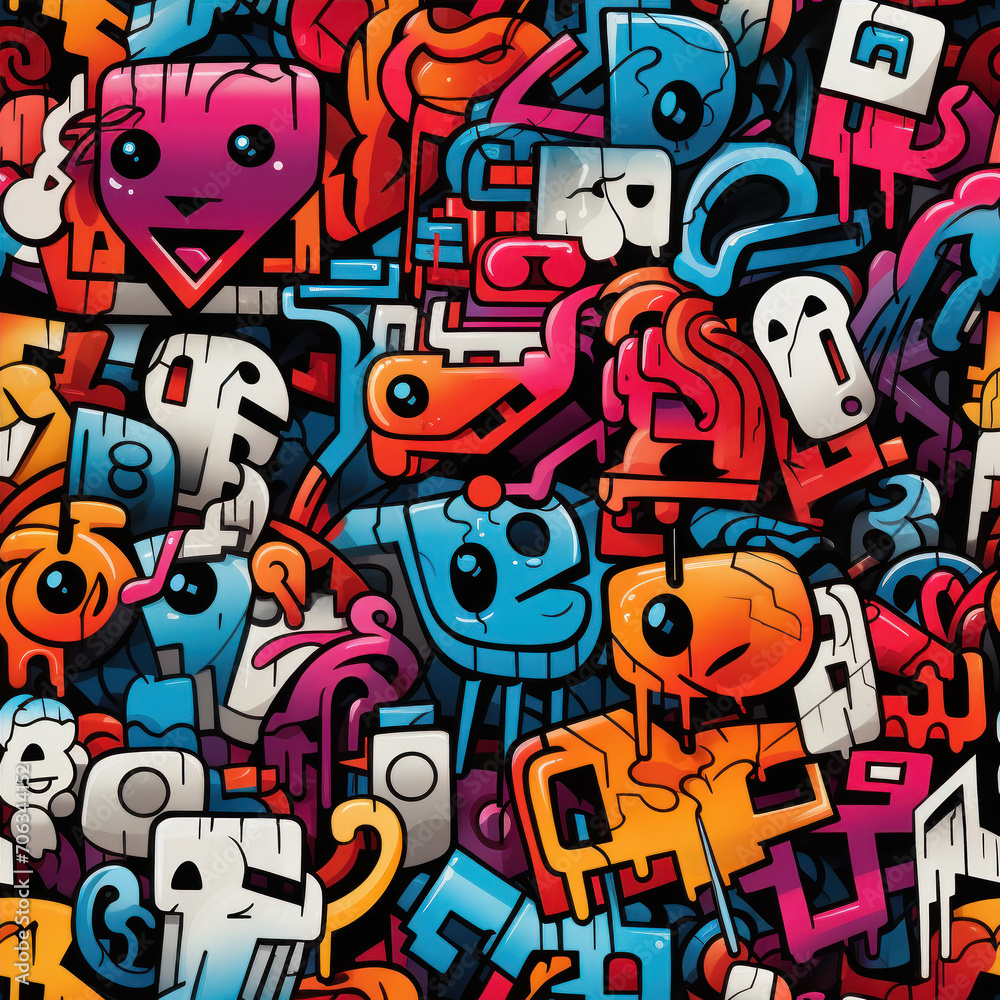 seamless pattern 2d graffiti