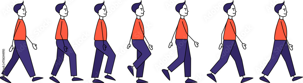 man walking in different poses, simple figure, sketch, vector man walking in different poses, simple figure, sketch, vector