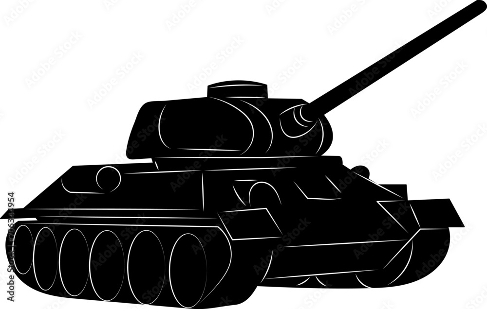 Fototapeta premium tank silhouette on white background