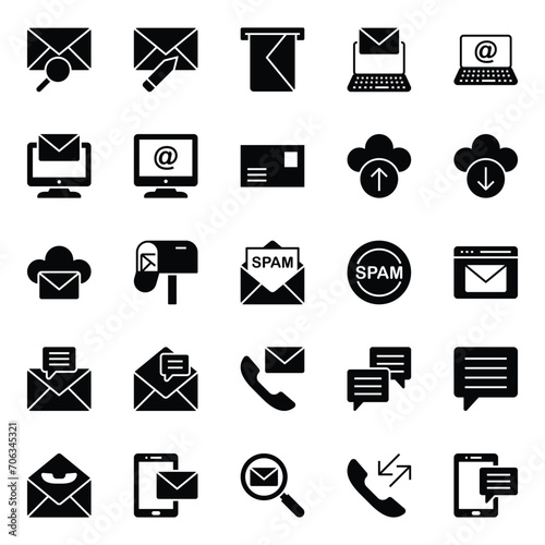 Glyph icons set for Email communication.