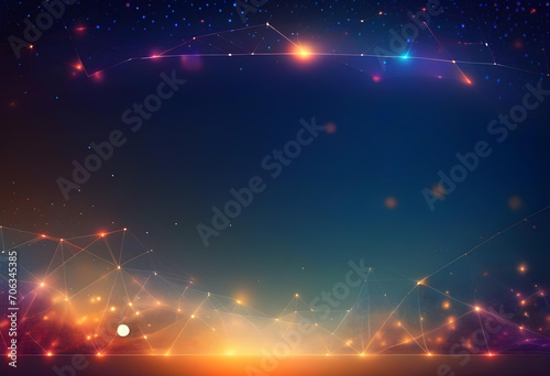 Panoramic abstract dot and triangle connection background