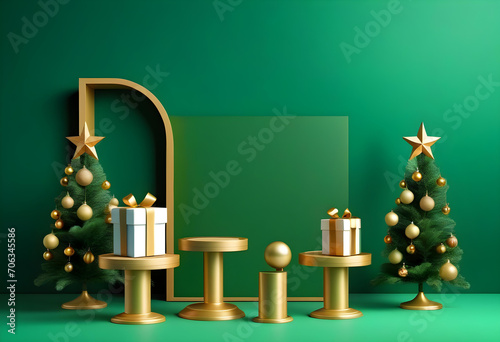 Christmas decoration concept with golden accessory