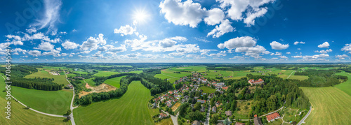 Ausblick auf Kronburg im Unterallgäu, 360 Grad Rundblick über die Region