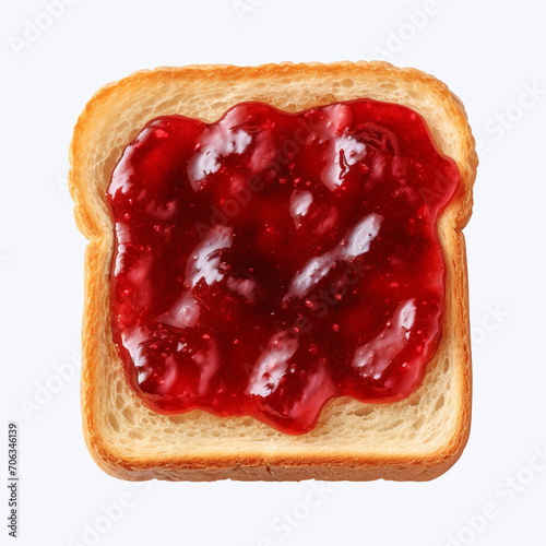 top view photography of a toasted bread with jam isolated on a transparent background created with Generative Ai