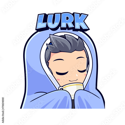 Streamer gamer boy wearing blanket esport mascot logo