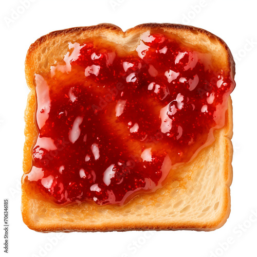 top view photography of a toasted bread with jam isolated on a transparent background created with Generative Ai