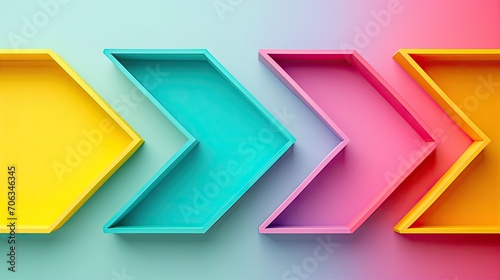 Colorful arrows in a row on a colorful background