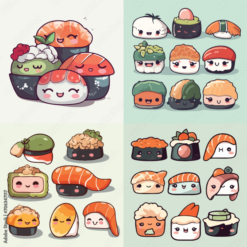 Fototapeta premium Sushi Delight Vector Illustration