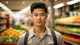 young man shopping in supermarket
