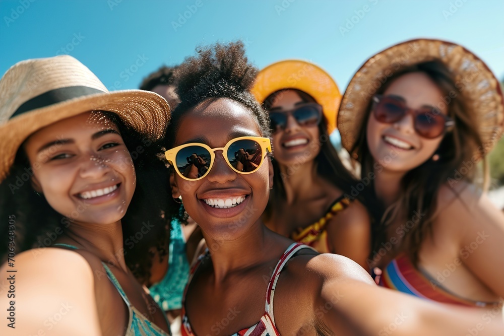 diversity and portrait of friends on a holiday while having fun together on weekend trip