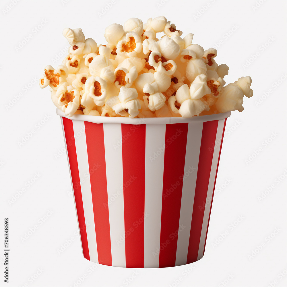 photography of popcorn on a bucket isolated on a transparent background created with Generative Ai