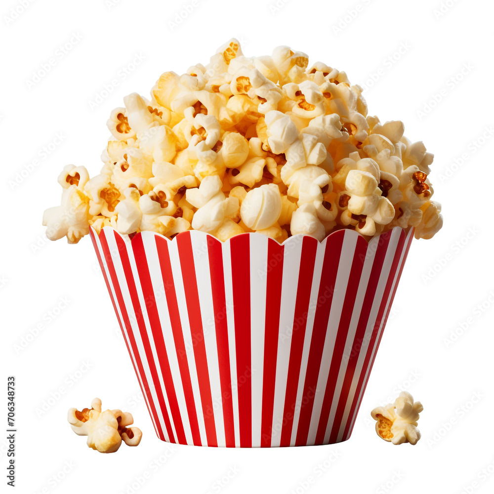 photography of popcorn on a bucket isolated on a transparent background created with Generative Ai photography of popcorn on a bucket isolated on a transparent background created with Generative Ai