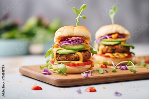 vegan burgers with plant-based ingredients photo