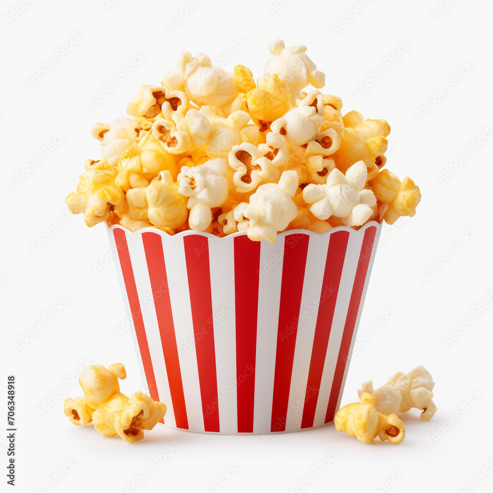 photography of popcorn on a bucket isolated on a transparent background created with Generative Ai photography of popcorn on a bucket isolated on a transparent background created with Generative Ai