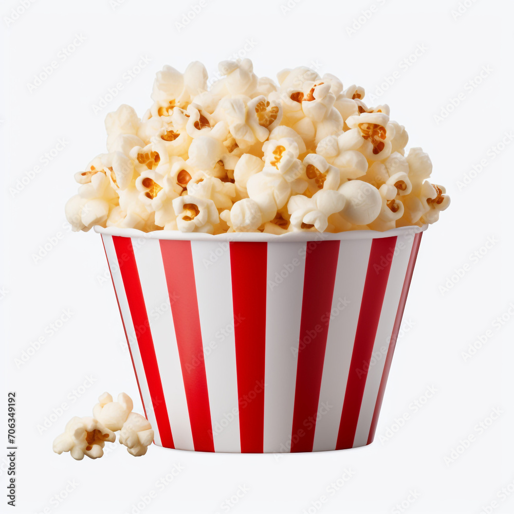 photography of popcorn on a bucket isolated on a transparent background created with Generative Ai