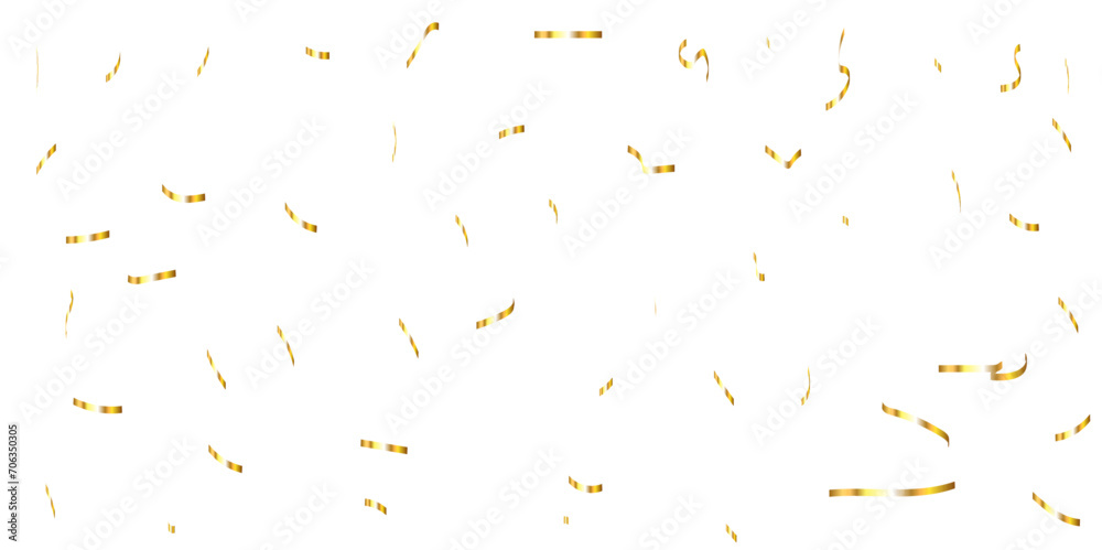 Luxury gold sparkle confetti glitter and zigzag ribbon falling down on transparent background. Luxury gold sparkle confetti glitter and zigzag ribbon falling down on transparent background.