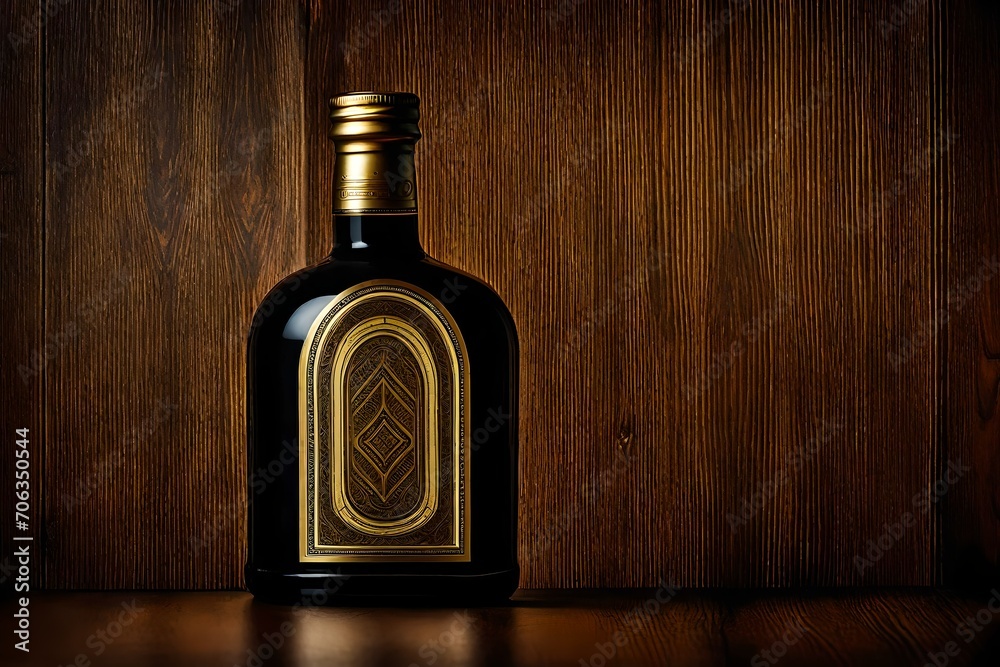 spirit alcohol bottle template , liquor branding on wooden background spirit alcohol bottle template , liquor branding on wooden background