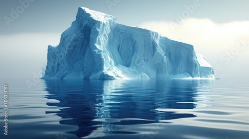 A large iceberg floating in the middle of the ocean.