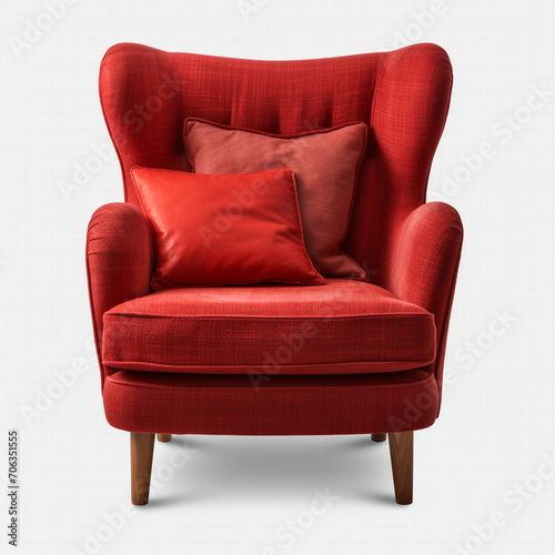 photography of a red armchair isolated on a transparent background created with Generative Ai