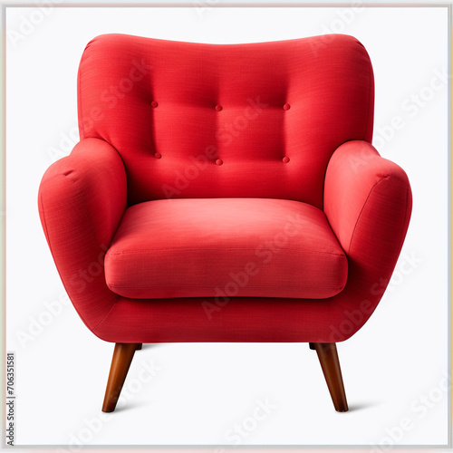 photography of a red armchair isolated on a transparent background created with Generative Ai