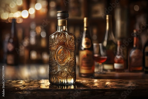  carved crystal liquor decanter , whisky bottle