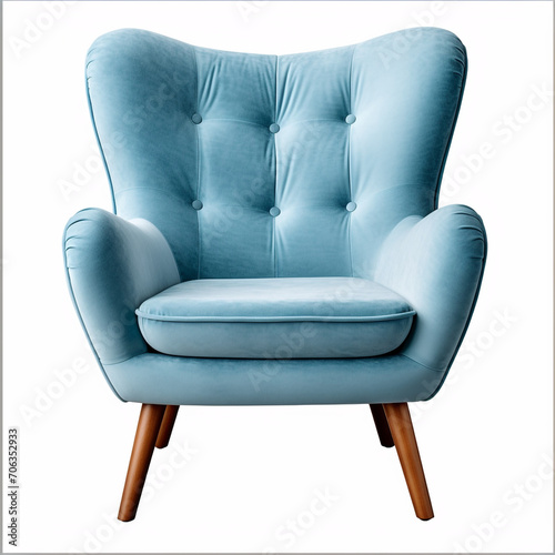 photography of a blue armchair isolated on a transparent background created with Generative Ai