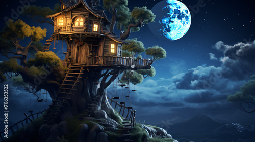 Enchanting Treehouse Full Moon © Rimsha