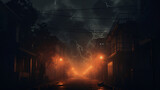 Enigmatic Misty Alley at Night