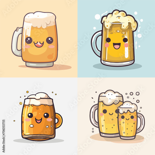 Kawaii Beer Vector Illustration