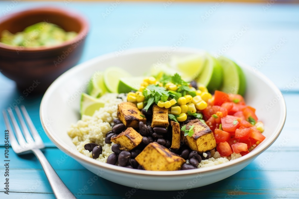 scrambled tofu bowl with black beans and corn salsa scrambled tofu bowl with black beans and corn salsa