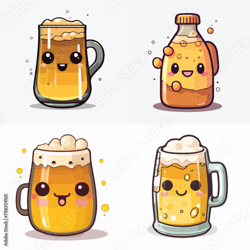 Kawaii Beer Vector Illustration